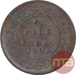 Copper Half Pice Coin of Victoria Empress of 1901.