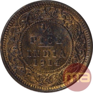 Bronze Half Pice Coin of King George V of 1914.