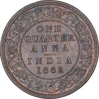 Copper One Quarter Anna Coin of Victoria Queen of Calcutta Mint of 1862.