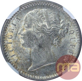 Silver One Quarter Rupee Coin of Victoria Queen of 1840.