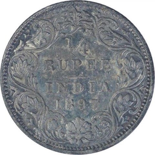 Silver One Quarter Rupee coin of Victoria Empress of 1897.