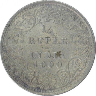 Silver One Quarter Rupee coin of Victoria Empress of 1900.