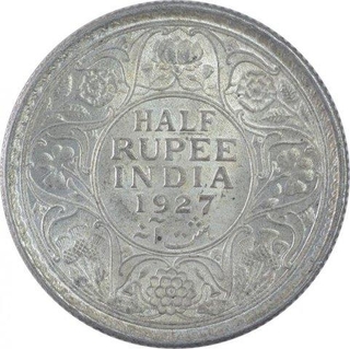 Silver Half Rupee Coin of King George V of 1927.