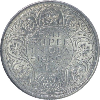 Silver Half Rupee Coin of King George VI of Calcutta Mint of 1939.