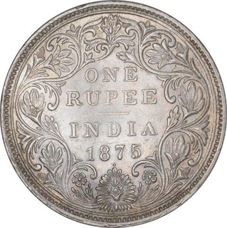 Silver One Rupee Coin of Victoria Queen of Bombay mint of 1875.