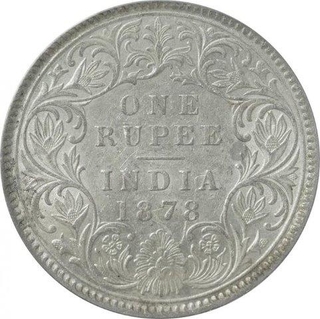 Silver One Rupee Coin of Victoria Empress of Calcutta Mint of 1878.