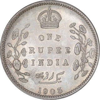 Silver One Rupee Coin of King Edward VII of Calcutta Mint of 1903.