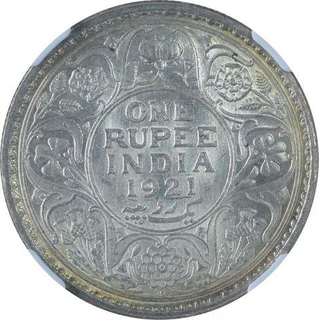 Silver One Rupee Coin of King George V of Bombay Mint of 1921.