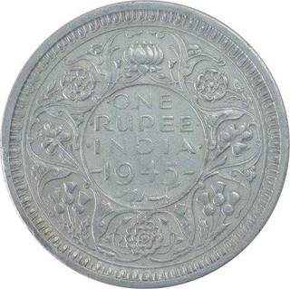 Silver One Rupee Coin of King George VI of 1945.