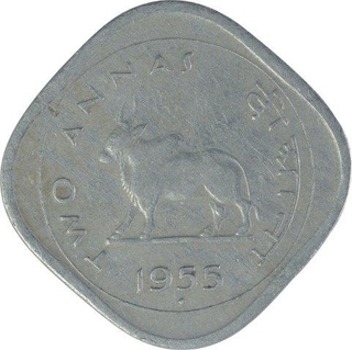 Rare Cupro Nickel Two Annas Coin of Bombay Mint of Republic India.