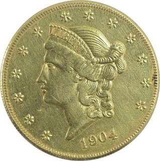 Gold Twenty Dollars Coin of United States of America. 