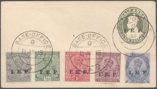 Rare BASE OFFICE cancellation  I.E.F. Overprinted cover of KGV