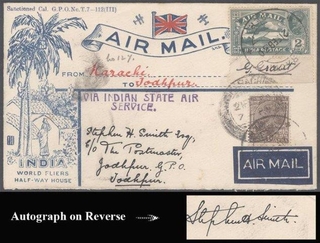 Extremely Rare Air Cover Signed by Stephen Smith & G. Grant Designer of 1929 Airmail Stamps