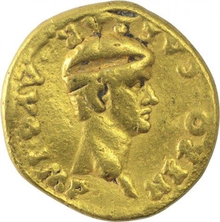 Gold Aureus coin of Ancient Roman of Nero Caesar.