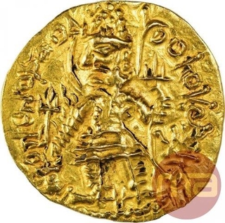 Gold Dinar Coin of Vasudeva I of Kushan Dynasty.