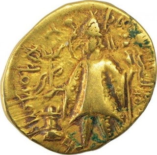 Rare Gold Dinar Coin of Kanishka II of Kushan Dynasty.