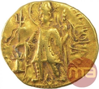 Rare Gold Dinar Coin of Vashishka of Kushan Dynasty.