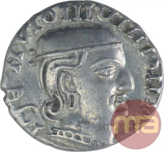 Silver Drachma Coin of Rudrasena I of Kardamaka Family of Western Kshatrapas.