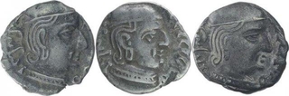 Silver Drachma Coins of Rudrasena I of Western Kshatrapas of Kardamaka Family.