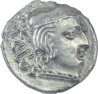 Silver Drachma Coin of Damajadashri II of Western Kshatrapas of Kardamaka Family.