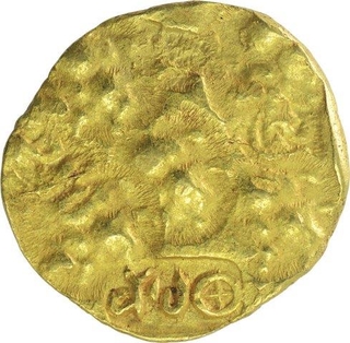 Gold Pagoda Coin of Chalukyas of Kalyana of Punch Marked Type.