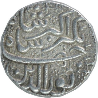 Silver One Rupee Coin of Jahangir of Ahmadabad Mint of Shahrewar Month.