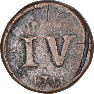 Copper Five Reis Coin of Joao V of Goa of Indo Portuguese.