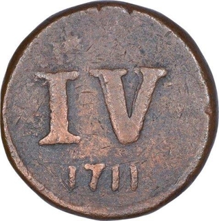 Copper Five Reis Coin of Joao V of Goa of Indo Portuguese.