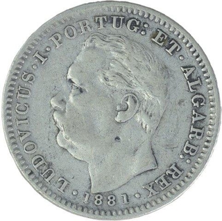 Silver Half Rupia Coin of Luiz I of Indo Portuguese.