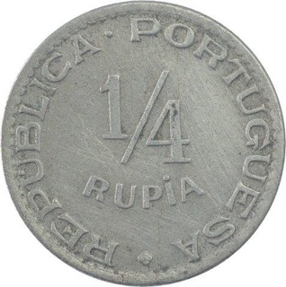 Cupro Nickel Quarter Rupia Coins of Portuguese Administration of India Portuguese.