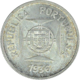 Silver Half Rupia Coin of Portuguese Administration of Indo Portuguese.