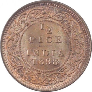 Copper Half Pice Coin of Victoria Empress of Calcutta Mint of 1898.