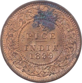 Copper Half Pice Coin of Victoria Empress of Calcutta Mint of 1899.