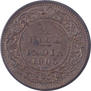 Copper Half Pice Coin of King Edward VII of Calcutta Mint of 1903.