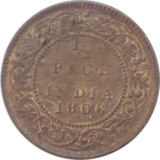 Bronze Half Pice Coin of King Edward VII of Calcutta Mint of 1906.