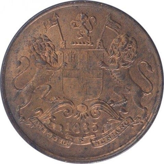 Copper One Quarter Anna Coin of East India Company of Bombay Mint of 1835.