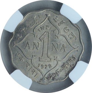 Copper Nickel One Anna Coin of King George V of Calcutta Mint of 1928.