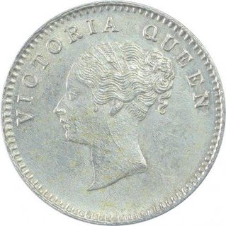 Silver Two Annas Coin of Victoria Queen of Bombay Mint of 1841.