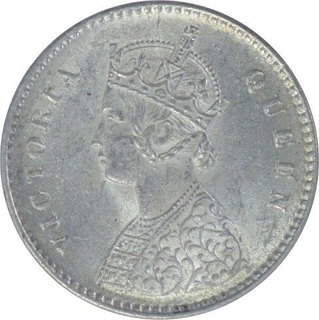 Silver Two Annas Coin of Victoria Queen of Calcutta Mint of 1862.