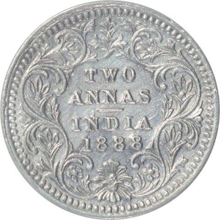 Silver Two Annas Coin of Victoria Empress of Calcutta Mint of 1888.