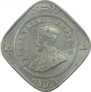 Copper Nickel Two Annas Coin of King George V of Bombay Mint of  1918.