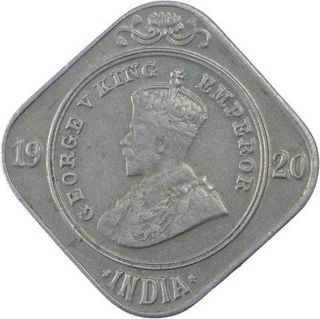 Copper Nickel Two Annas Coin of King George V of Calcutta Mint of 1920.