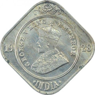 Copper Nickle Two Annas Coin of King George V of Bombay Mint of 1928.