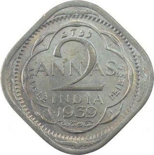 Copper Nickel Two Annas coin of King George VI of Bombay Mint of 1939.