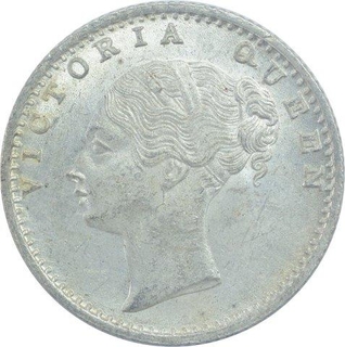 Silver Quarter Rupee Coin of Victoria Queen of Calcutta Mint of 1840.