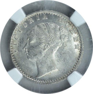 Silver Quarter Rupee Coin of Victoria Queen of Calcutta Mint of 1840.