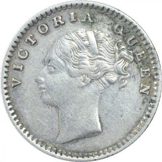 Silver Quarter Rupee Coin of Victoria Queen of Madras Mint of 1840.