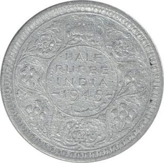 Silver Half Rupee Coin of King George VI of Bombay Mint of 1945.