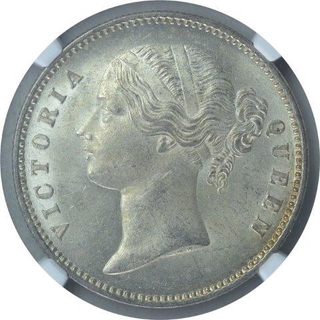 Silver One Rupee Coin of Victoria Queen of Calcutta and Bombay Mint of 1840.