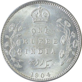 Silver One Rupee Coin of King Edward VII of Calcutta Mint of 1904.